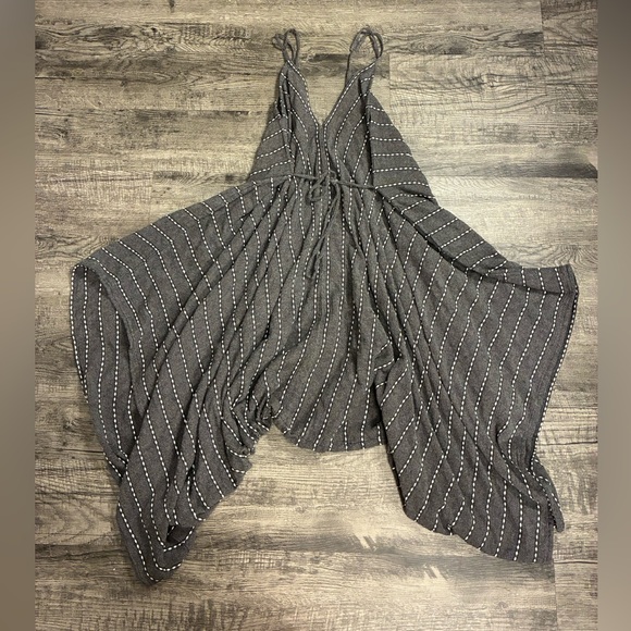 World Market Harem Jumpsuit L/XL Wide Leg Striped Embroidered Boho Festival - Picture 11 of 11